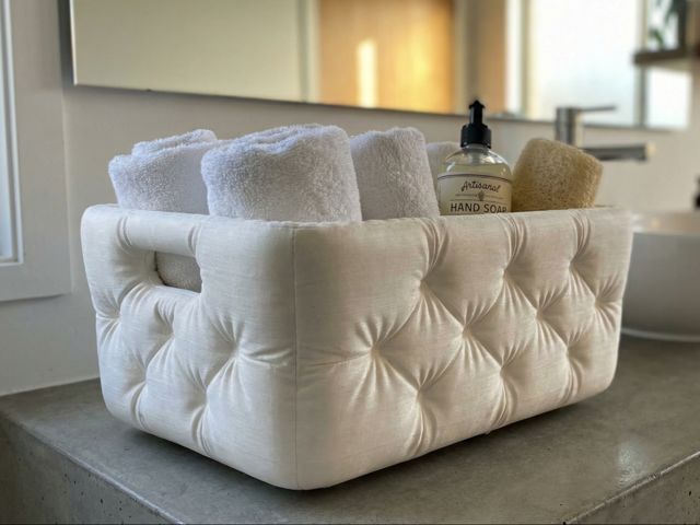 Organizador moderno tufted banheiro cesta quilted