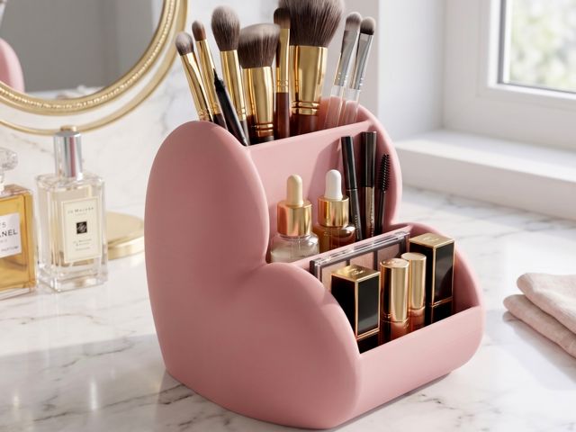 Organizador lovely heart-shaped makeup & de mesa